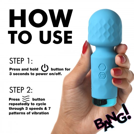 Bang! Mini Silicone Wand Vibrator - Blue
