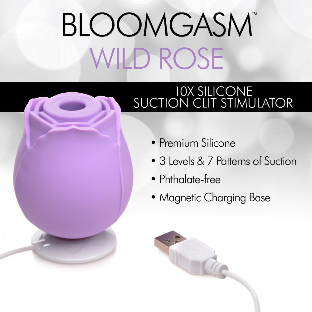 Bloomgasm Wild Rose Clitoral Suction Vibe - Purple